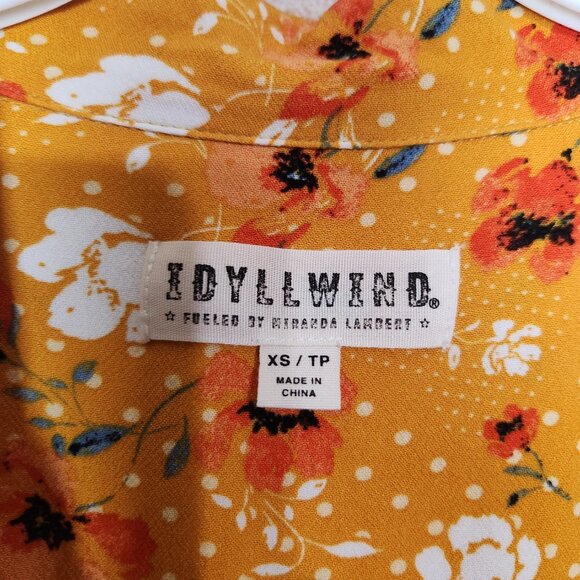 Idyllwind by Miranda Lambert Floral Flare Sleeve Blouse Size XS/TP Button Front - Picture 7 of 16